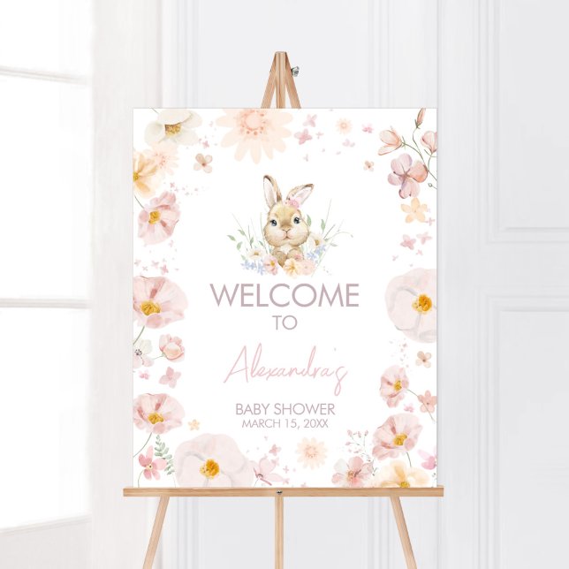 Póster Bienvenidos a Baby Shower en Somebunny Rabbit (Rabbit Somebunny Baby Shower Welcome Sign)