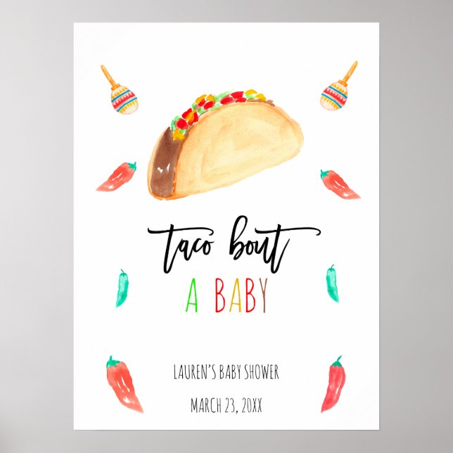 Póster Bienvenidos A Baby Shower En Taco Moderno Bout A B (Frente)