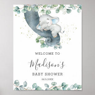 Póster Bienvenidos a Baby Shower Eucalyptus Greenery Elep