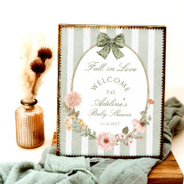 Póster Bienvenidos a Baby Shower Fall in Love Floral Vint