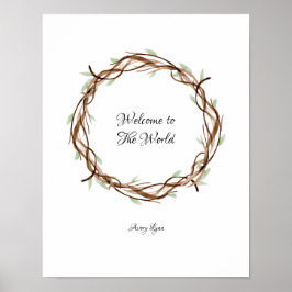 Póster Bienvenidos a Baby Shower Fingerprint Wreath