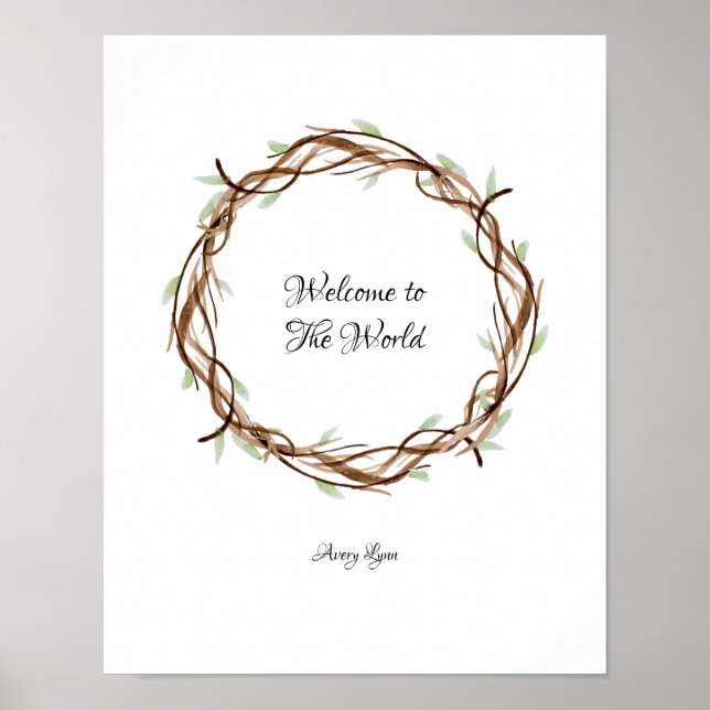 Póster Bienvenidos a Baby Shower Fingerprint Wreath (Frente)