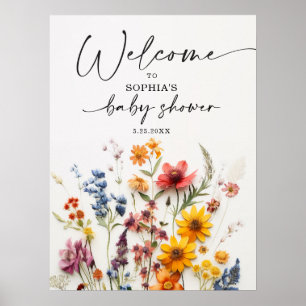 Póster Bienvenidos a Baby Shower Flores Silvestres