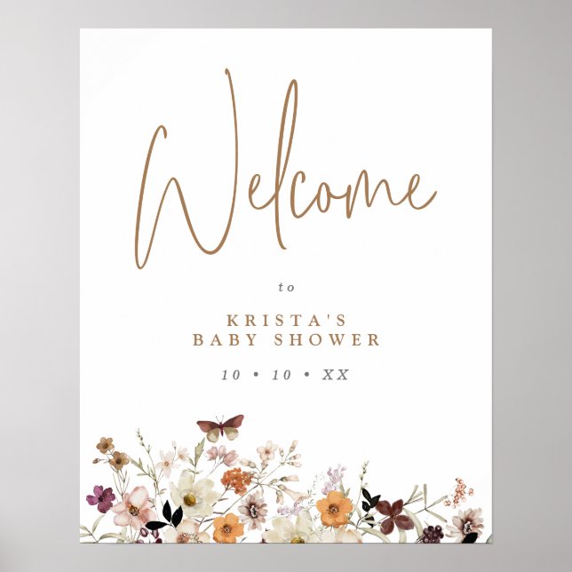 Póster Bienvenidos a Baby Shower Flowers Wild (Frente)