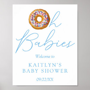 Póster Bienvenidos a Baby Shower gemelos Donut Sprinkle