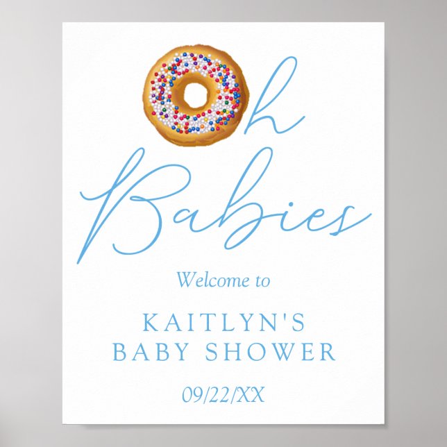 Póster Bienvenidos a Baby Shower gemelos Donut Sprinkle (Frente)