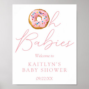 Póster Bienvenidos a Baby Shower gemelos Donut Sprinkle