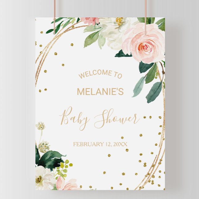 Póster Bienvenidos a Baby Shower Geométrico de Verdor y O (Subido por el creador)