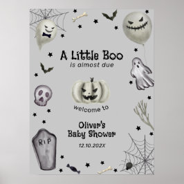 Póster Bienvenidos a Baby Shower Gray Modern Little Boo G