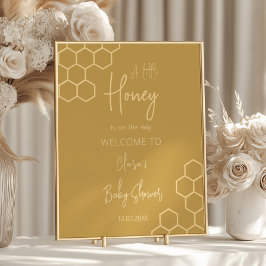 Póster Bienvenidos a Baby Shower Honey Minimal Golden Bei