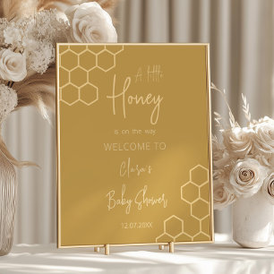 Póster Bienvenidos a Baby Shower Honey Minimal Golden Bei