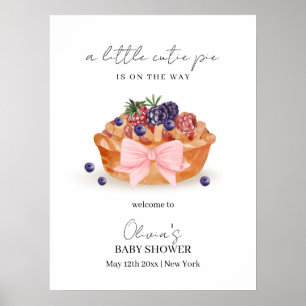 Póster Bienvenidos a Baby Shower Little Cutie Pie Berry B