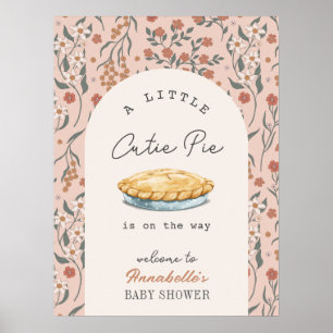 Póster Bienvenidos a Baby Shower Little Cutie Pie Pink Fl