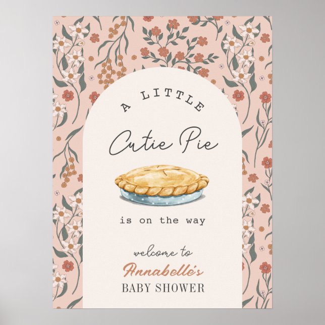 Póster Bienvenidos a Baby Shower Little Cutie Pie Pink Fl (Frente)