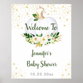 Póster Bienvenidos a Baby Shower Little Pumpkin Greeneren