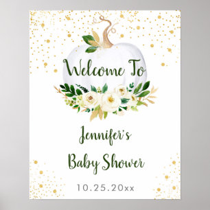 Póster Bienvenidos a Baby Shower Little Pumpkin Greeneren