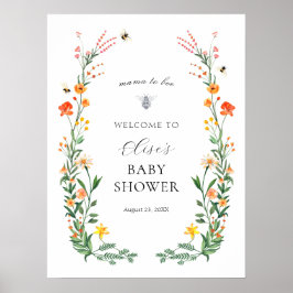 Póster Bienvenidos a Baby Shower Mama to Bee Wildflower G