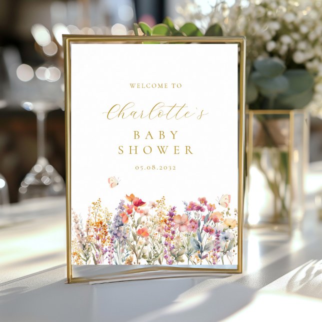 Póster Bienvenidos a Baby Shower moderno y con flores sil (Subido por el creador)