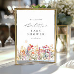 Póster Bienvenidos a Baby Shower moderno y con flores sil<br><div class="desc">Poster de bienvenida con una moderna ducha de flores silvestres. Bienvenidos a su moderna y encantadora ducha de bebé con temática de flores silvestres con nuestro poster de personalizable. En sólo unos pocos clics, personalizarlo con sus propios detalles y preferencias. Elija entre una variedad de tipos de letra, colores, tamaños...</div>