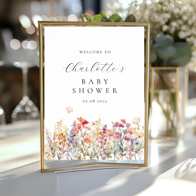 Póster Bienvenidos a Baby Shower moderno y con flores sil (Subido por el creador)