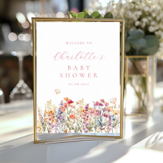 Póster Bienvenidos a Baby Shower moderno y con flores sil (Subido por el creador)
