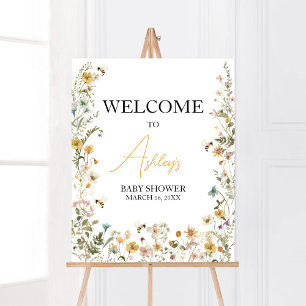 Póster Bienvenidos a Baby Shower Mommy to Bee Wildflower
