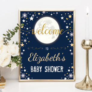Póster Bienvenidos a Baby Shower Moon Twinkle Star Galaxy
