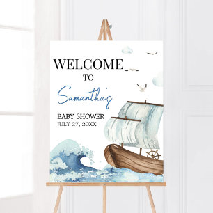 Póster Bienvenidos a Baby Shower Nautical Bot