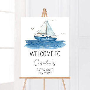 Póster Bienvenidos a Baby Shower Nautical Sailboat