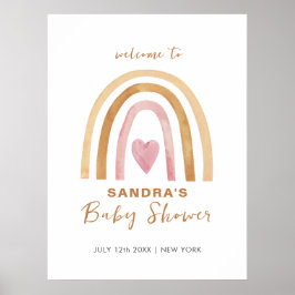 Póster Bienvenidos a Baby Shower Neutral de Boho Rainbow