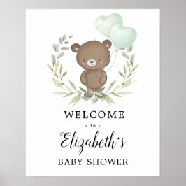 Póster Bienvenidos a Baby Shower Neutral de Greenery Tedd