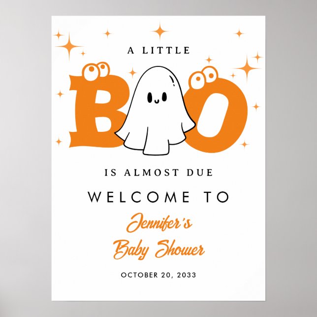 Póster Bienvenidos a Baby Shower Neutral de Pequeño Boo d (Frente)