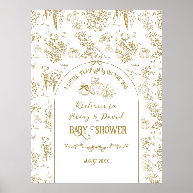 Póster Bienvenidos a Baby Shower Neutral Floral de calaba (Frente)