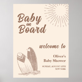 Póster Bienvenidos a Baby Shower Neutral Minimal Boho Sur
