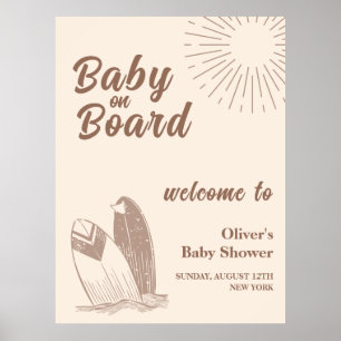 Póster Bienvenidos a Baby Shower Neutral Minimal Boho Sur