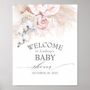 Póster Bienvenidos a Baby Shower Pampas Grass and Anthuri