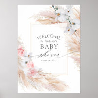 Bienvenidos a Baby Shower Pampas Grass and White O