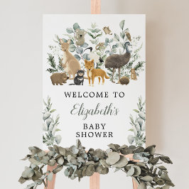 Póster Bienvenidos a Baby Shower para Animales Australian