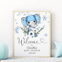 Póster Bienvenidos a Baby Shower para Elephant de Inviern
