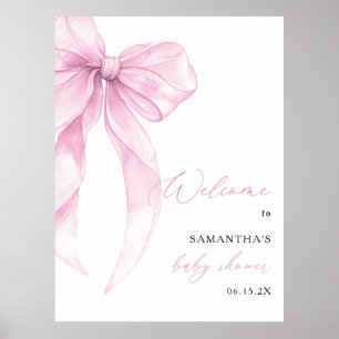 Póster Bienvenidos a Baby Shower Pink Bow moderno