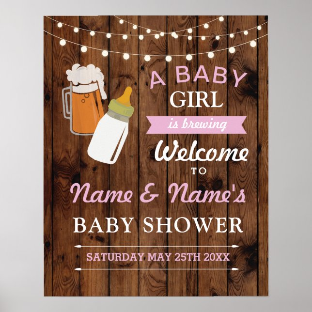 Póster Bienvenidos a Baby Shower Poster Rótulo Cerveza de (Frente)