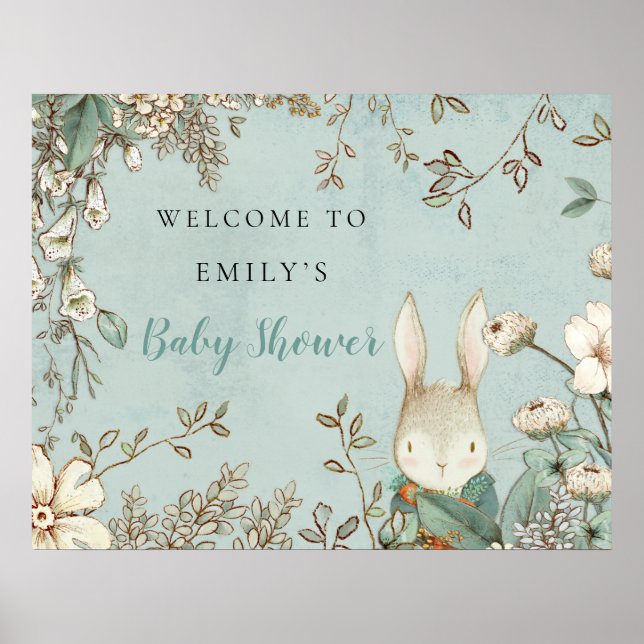 Póster Bienvenidos a Baby Shower Powder Blue (Frente)