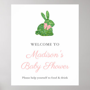 Póster Bienvenidos A Baby Shower Preppy Pink And Green Ra