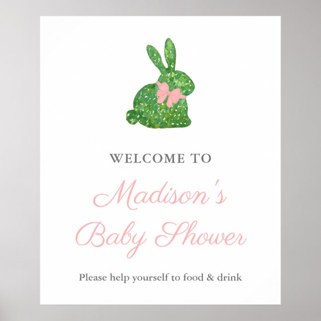 Póster Bienvenidos A Baby Shower Preppy Pink And Green Ra (Frente)