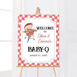 Póster Bienvenidos a Baby Shower Red Burger BBQ