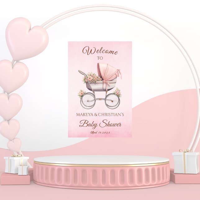 Póster Bienvenidos a Baby Shower rosado del Chica clásico (Subido por el creador)