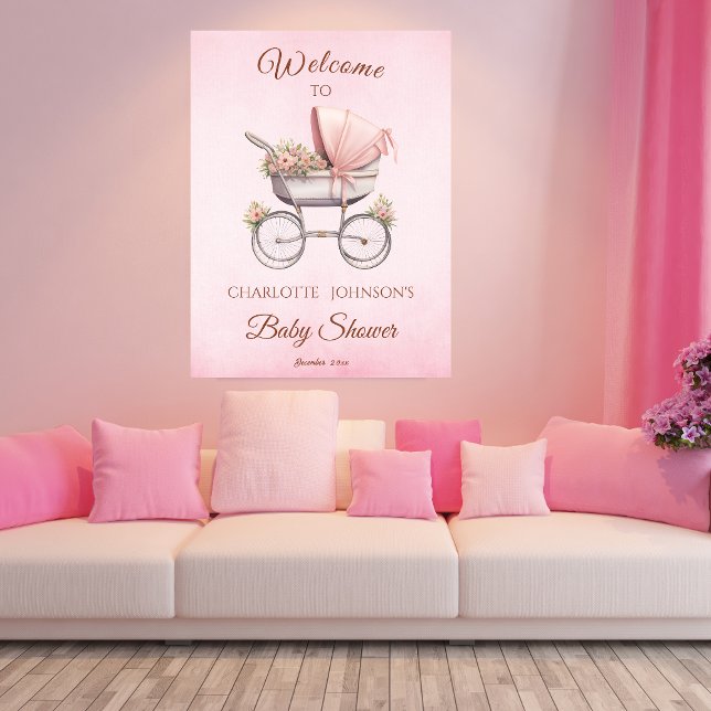 Póster Bienvenidos a Baby Shower rosado del Chica clásico (Subido por el creador)
