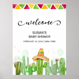 Póster Bienvenidos a Baby Shower Rustic Boho Fiesta Taco 
