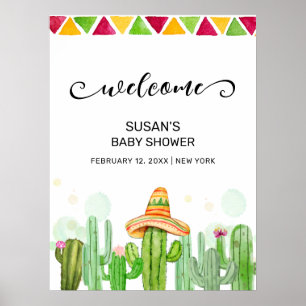 Póster Bienvenidos a Baby Shower Rustic Boho Fiesta Taco