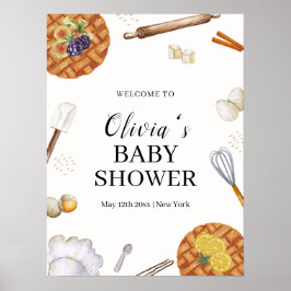 Póster Bienvenidos a Baby Shower Rustic Cutie Baking Pie